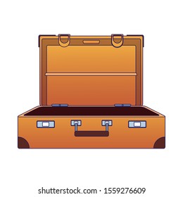 opened travel suitcase icon over white background, vector illustration