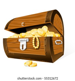 Opened Treasure Chest Isolated On White Stock Vector (Royalty Free ...