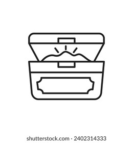 Opened treasure chest line icon, isolated on white background. vector illustration