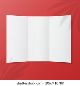 Opened trifold flyer paper mockup illustration on isolated background