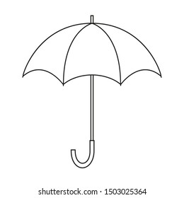 Opened umbrella. Black and white vector icon. Template for coloring and design isolated on a white background.