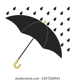 Opened umbrella cover from rain flat line color isolated vector object. Protection. Bad weather. Editable clip art image on white background. Simple outline cartoon spot illustration for web design