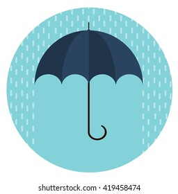 Opened umbrella with fall rain. Vector illustration