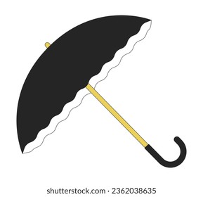 Opened umbrella flat line color isolated vector object. Editable clip art image on white background. Simple outline cartoon spot illustration for web design