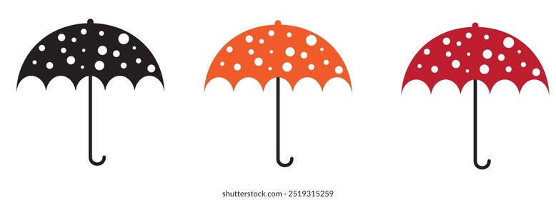 opened umbrella icons illustration on a white background