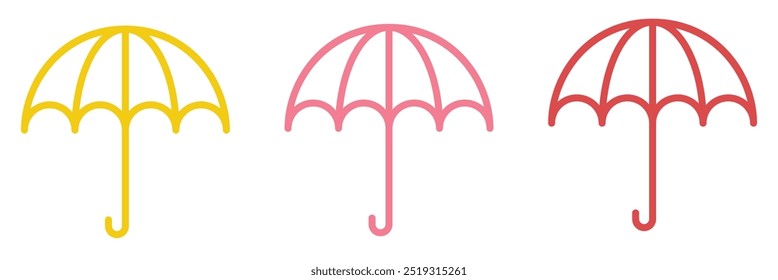 opened umbrella icons illustration on a white background