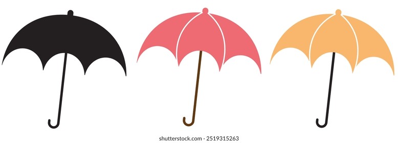 opened umbrella icons illustration on a white background