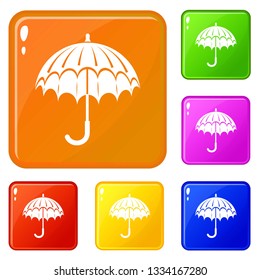 Opened umbrella icons set collection vector 6 color isolated on white background