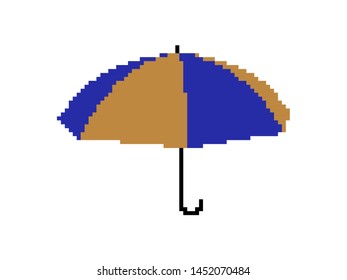 Opened umbrella. isolated on white background. Vector illustration. Pixel art.