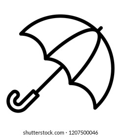 An opened umbrella, parasol line icon