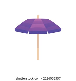 Opened umbrella for sun and rain protection, flat vector illustration isolated on white background. Concepts of rainy weather, beach and relax.