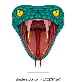 Opened Viper Snake's Mouth Vector isolated on blank background