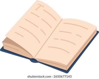 Ilustración vectorial de libro de papel de vocabulario abierto