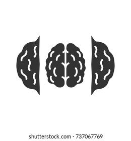 Opened walnut glyph icon. Silhouette symbol. Hazelnut. Negative space. Vector isolated illustration