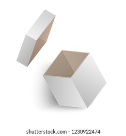 The Opened white box isolated on white background. Vector illustration