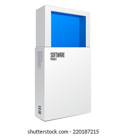 Opened White Modern Software Package Box Blue Inside For DVD, CD Disk Or Other Your Product EPS10 