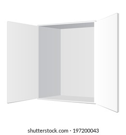 Opened White Product Cardboard, Carton Package Box On White Background Isolated.
