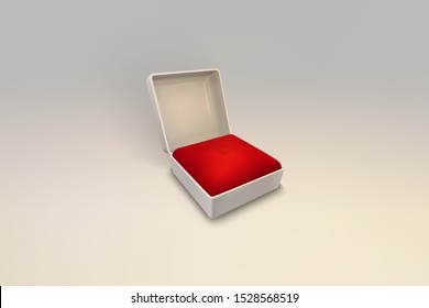 Opened white vector jewelry box. 3D illustration