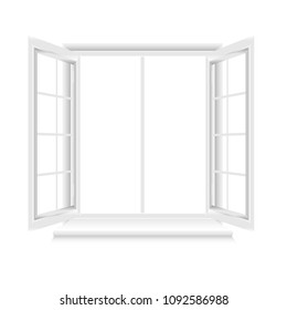 Opened White Window Frame Isolated On Stock Vector (Royalty Free ...