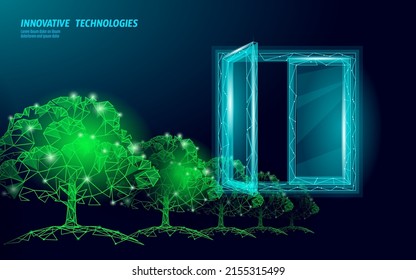 Ventana abierta 3D nueva oportunidad de alcanzar objetivo abstracto. Concepto de solución de viabilidad de éxito comercial. Ilustración vectorial de objetivo de logro