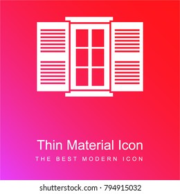 Opened window door red and pink gradient material white icon minimal design