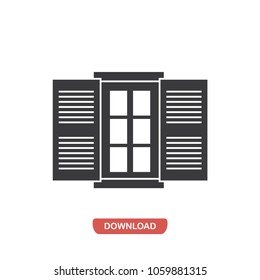 Opened window door vector icon