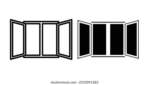Opened Window icon line style. EPS10