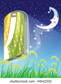 Opened window at night