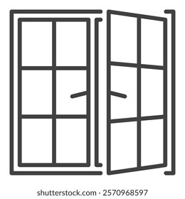 Opened Window vector concept thin line icon or design element
