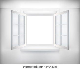 Opened window. Vector illustration.