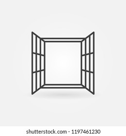 Opened window vector line concept icon or design element