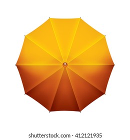 Opened yellow umbrella on a white background. The volumetric image.