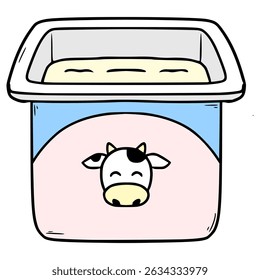 opened yogurt illustration hand drawn isolated vector