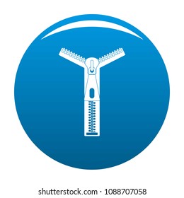 Opened zip icon. Simple illustration of opened zip vector icon for any design blue