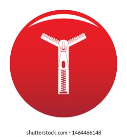 Opened zip icon. Simple illustration of opened zip vector icon for any design red