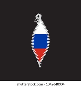 Opened zipper revealing   flag  of Russian Federation