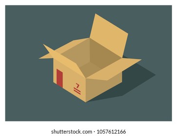 opened/unboxed paper box simple illustration