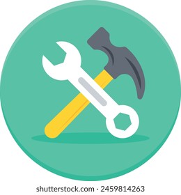 open-ended and ring ends Spanner crossed with Hammer concept, Handyman or Repairman Logotype vector icon design, Labor Day Symbol, 1st of May Sign,  International Workers Day stock illustration