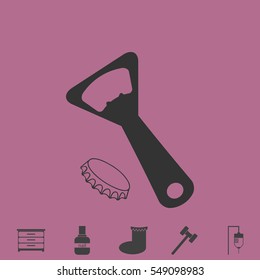 Opener for beer icon flat. Simple vector grey pictogram and bonus symbol
