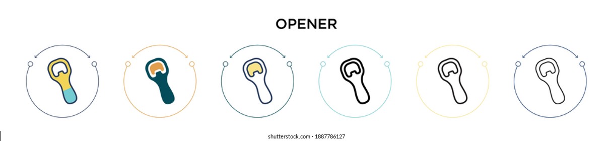 Opener icon in filled, thin line, outline and stroke style. Vector illustration of two colored and black opener vector icons designs can be used for mobile, ui, web