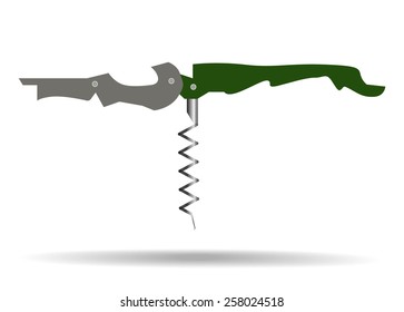 Opener for wine bottle or Corkscrew. Vector illustration