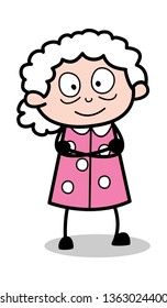 Open-Eyed - Old Cartoon Granny Vector Illustration