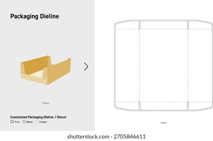 Bandeja de visualización frontal abierta Embalaje Dieline Retail Shelf Box Diecut Plantilla