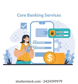 Opening a Bank Account concept. An easy, secure start to personal finance management and digital banking operations. Accessibility meets modernity. Flat vector illustration.