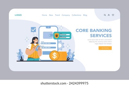 Opening a Bank Account web or landing page. An easy, secure start to personal finance management and digital banking operations. Accessibility meets modernity. Flat vector illustration.