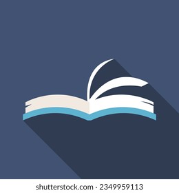 Opening book flat icon with long shadow. Simple Literature icon pictogram vector illustration. School subject, Literature concept. Logo design