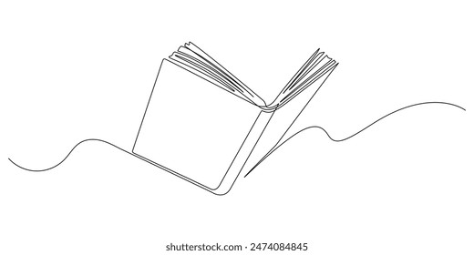 opening book one line drawing continous minimalism decorative art educational concept