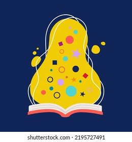Opening book. Open book as a symbol of knowledge, culture, inspiration, imagination. Concept of education. Vector illustration, flat design