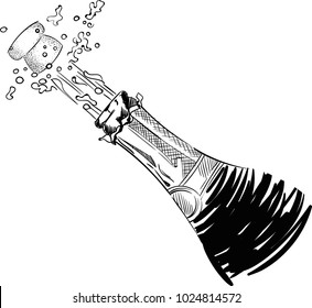 opening bottle of champagne. vector.