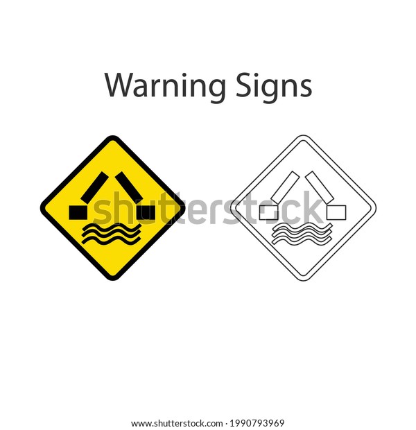 Opening bridge sign 2 style, Vector\
illustration and hand drawing on white\
background.